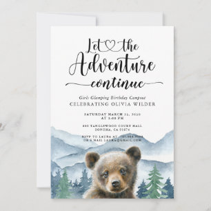 Convites Aquarela Floresta Montanha Meninas Glamping Aniver