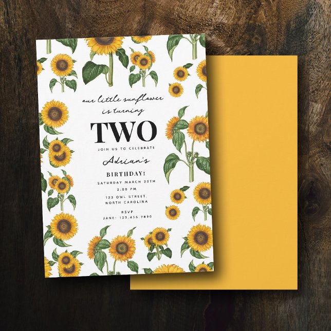 Convites Aquarela Folhagem Botânica de Girassol Aniversário (Watercolor Sunflower Botanical Foliage Birthday Invitation)