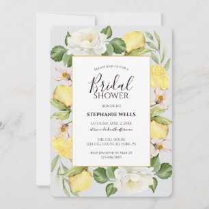 Convites Aquarela folhagem floral limão