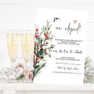 Convites Aquarela Folhas de Azevinho Casamento Furtivo