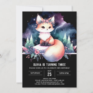 Convites Aquarela Fox Birthday digital