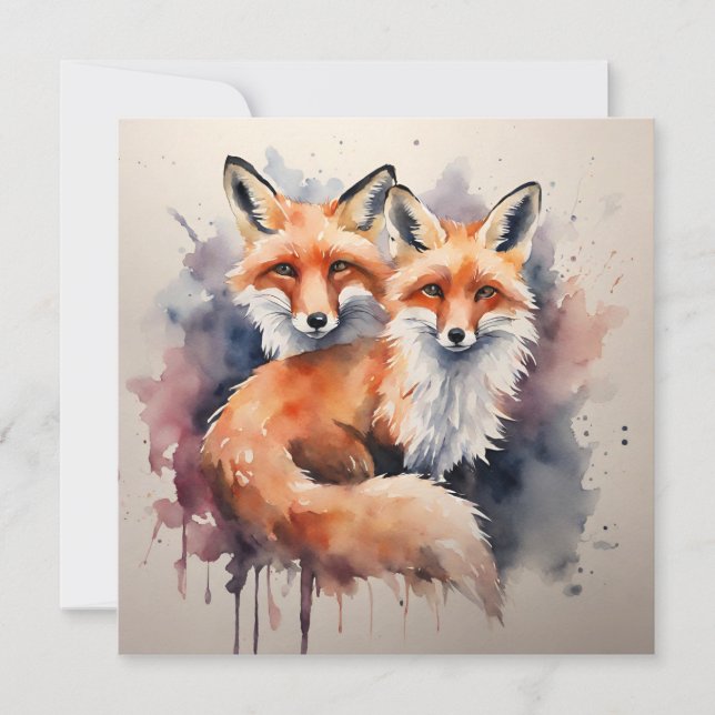 Convites Aquarela Fox Duo (Frente)