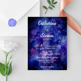 Convites Aquarela Galáxia Starry Night Letting