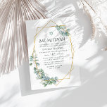 Convites Aquarela Geométrica Bat Mitzvah Eucalipto<br><div class="desc">Convite de bat mitzvah verde de eucalipto da floresta com moldura geométrica dourada personalizável para os detalhes do seu evento. Celebre esse marco significativo com um convite de Bat Mitzvah elegante com sotaques suaves de aquarela de eucalipto e uma moldura geométrica dourada moderna. A tipografia limpa e o design minimalista...</div>