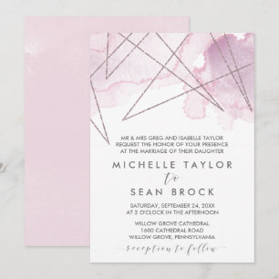 Convites Aquarela Geométrica   Blush Formal Wedding
