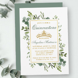 Convites Aquarela Greenerescente Quinceanera Sage Verde Dou