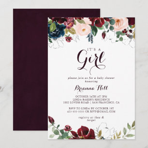 Convites Aquarela ilustrada é um Chá de fraldas de menina