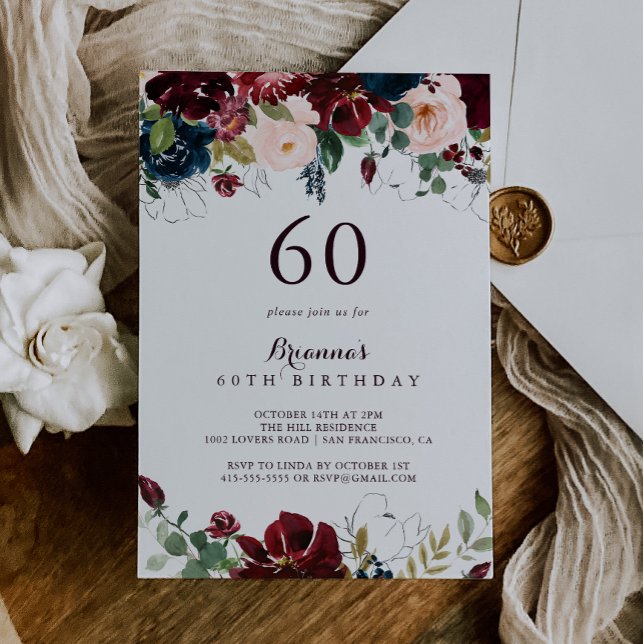 Convites Aquarela Ilustrada Queda 60ª Festa de aniversário (Criador carregado)