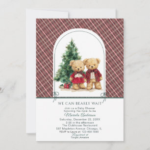 Convites Aquarela Inverno Urso de pelúcia Natal Bebê Show