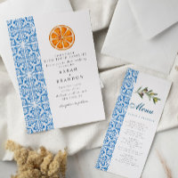 Aquarela Laranja Azul telha Casamento Mediterrâneo