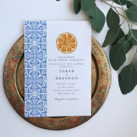 Aquarela Laranja Azul telha Casamento Mediterrâneo
