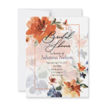 Aquarela laranja e azul de flores de outono