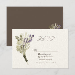 Convites Aquarela Lavanda Botânica Rústica Kraft RSVP