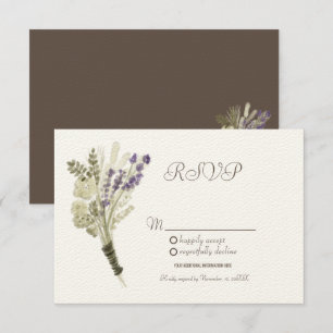 Convites Aquarela Lavanda Botânica Rústica Kraft RSVP