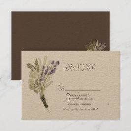 Convites Aquarela Lavanda Botânica Rústica Kraft RSVP