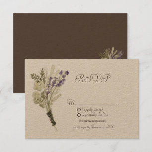 Convites Aquarela Lavanda Botânica Rústica Kraft RSVP
