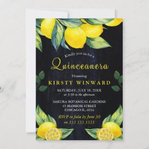 Convites Aquarela Limão Marinho Azul Quinceanera