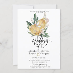 Convites Aquarela Limões Botânico Casamento