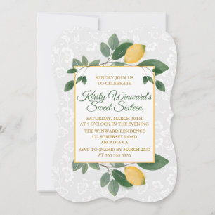 Convites Aquarela Limões Sicilianos Sweet Sixteen