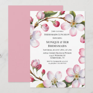 Convites Aquarela Maçã Flor de Cerejeira Almoço das Damas d