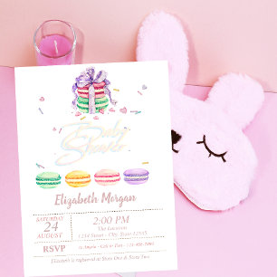 Convites Aquarela Macarons Franceses Listras Chá de Bebê