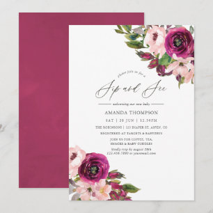 Convites Aquarela Marsala e Floral Beijo e Veja