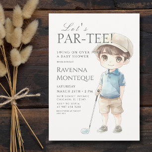 Convites Aquarela Menino de Golfe Deixa Churrasco de Baby S