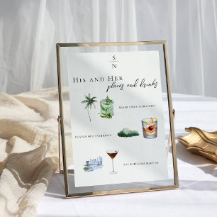Convites Aquarela   Menu de Bebidas Personalizadas do Noivo