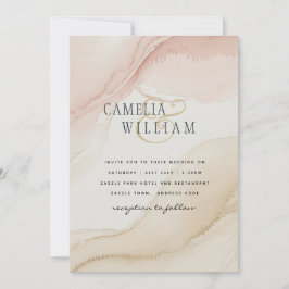 Convites Aquarela Moderna de Casamento Areia Bege Patrimôni