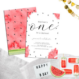 Convites Aquarela Moderna ONE em Melão Vermelho Melão