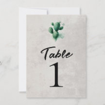 Aquarela Número de Mesa de Casamento Verde Cacto C
