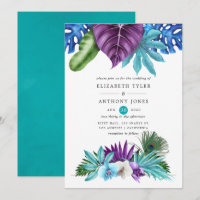 Aquarela Orquídeas Tropicais Casamento Pavão