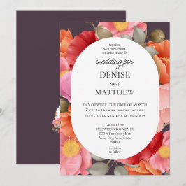 Convites Aquarela Papoula em Ameixa à Meia-Noite