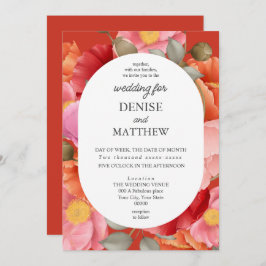 Convites Aquarela Papoula sobre Vermelho Poinciana