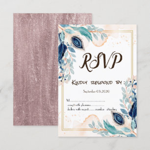 Convites Aquarela Pavão Floral RSVP