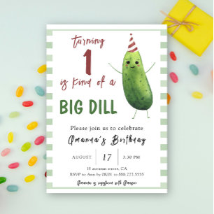 Convites Aquarela Pepino Big Dill Primeiro Aniversário