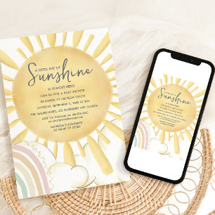 Convites Aquarela Pequena Raiva De Chá de fraldas Sol