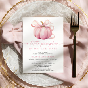 Convites Aquarela Pequeno Pumpkin Rosa Chá de fraldas