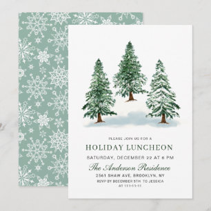 Convites Aquarela Pine Árvore Feriado de Natal