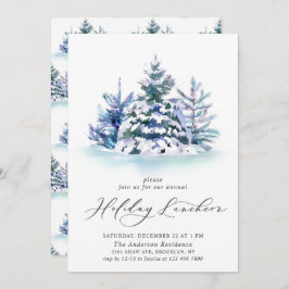 Convites Aquarela Pine Árvore Feriado de Natal