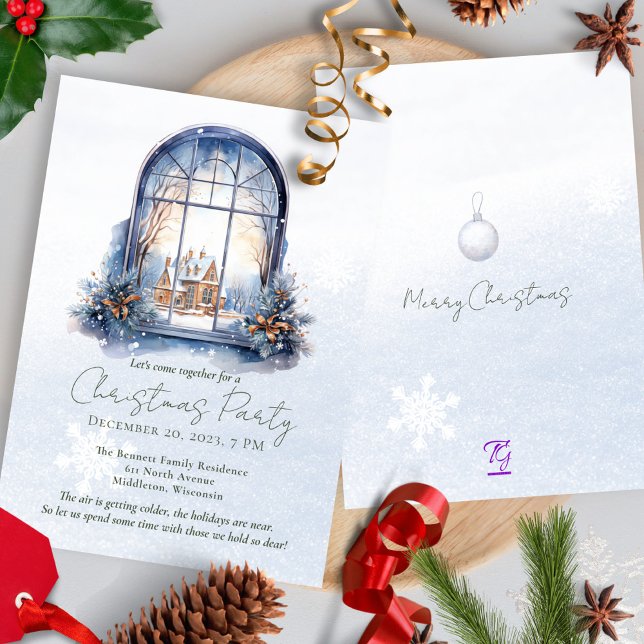 Convites Aquarela Pinhal de inverno com pinheiro de inverno (Criador carregado)