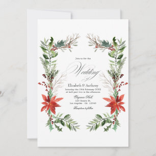 Convites Aquarela Pinheiro Nevada e Abeto Casamento de Inve