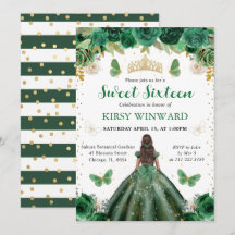 Aquarela Princesa Sweet 16 Verde & Dourado