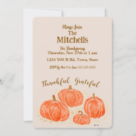 Convites Aquarela Pumpkin Agradável PERSONALIZAÇÃO