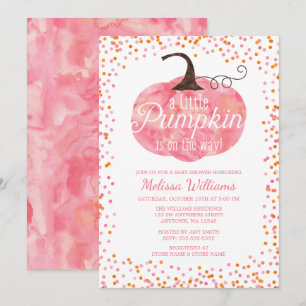 Convites Aquarela Pumpkin Confetti Fall Girl Chá de fraldas