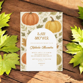 Convites Aquarela Pumpkin Queda de outono Chá de fraldas Fl