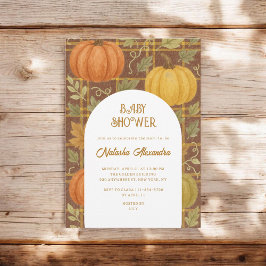 Convites Aquarela Pumpkin Queda de outono Chá de fraldas Fl
