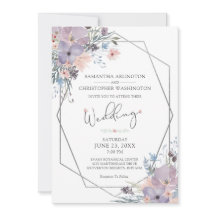 Aquarela Púrpura Floral Flores Geométricas