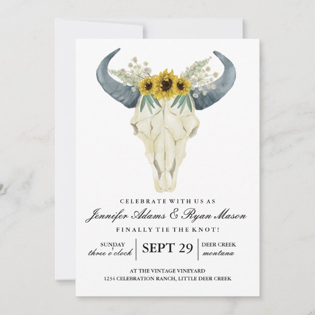 Convites Aquarela Rodeio Rústico | Flores de Casamento 2 (Frente)