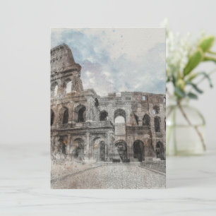 Convites Aquarela Roma Coliseu – Viagem Italiana Elegante